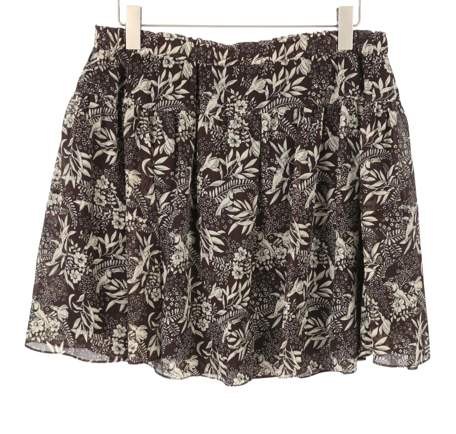 MAISON SCOTCH Women Skirt XL Brown Flower Print Elastic Print Mini