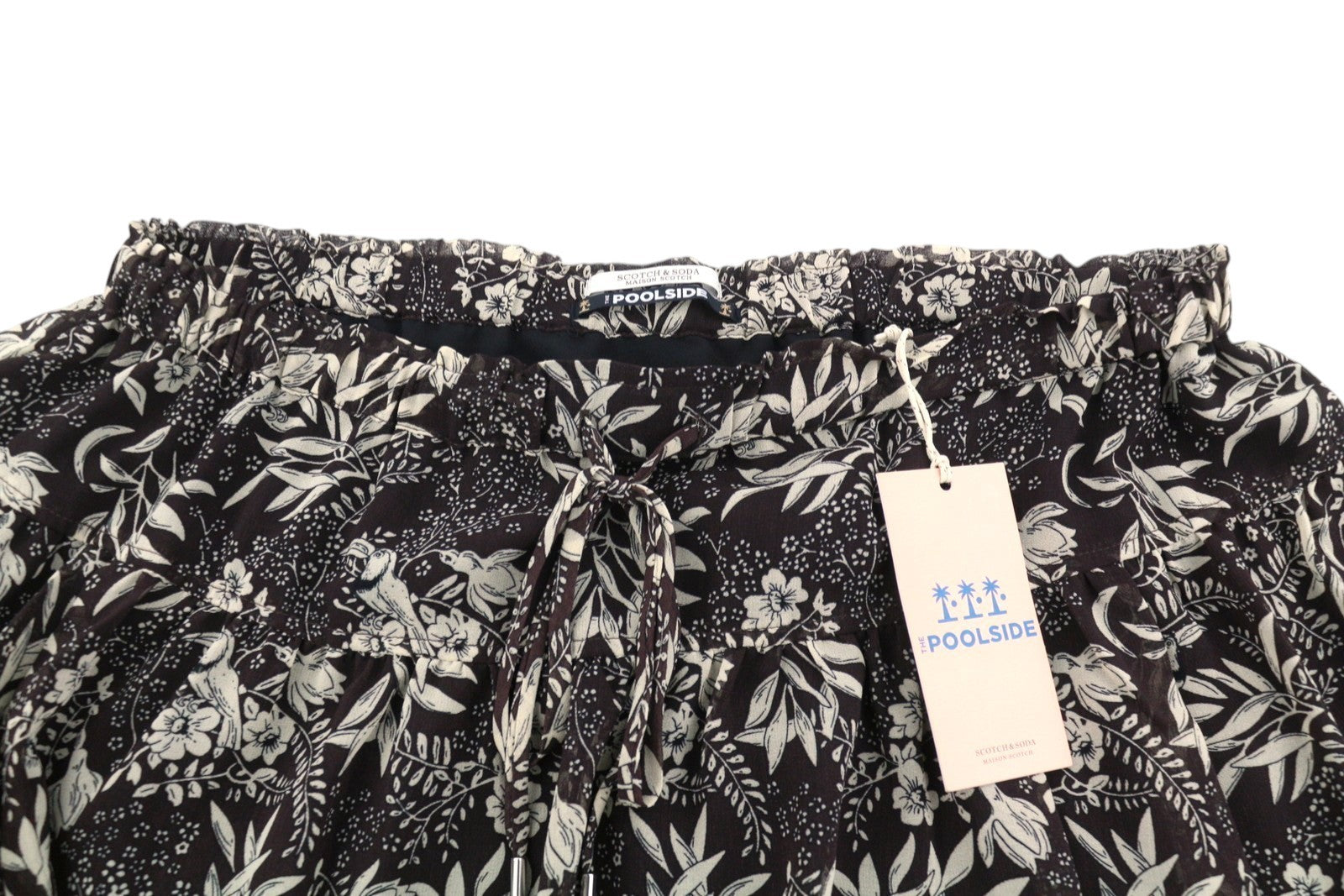 MAISON SCOTCH Women Skirt XL Brown Flower Print Elastic Print Mini