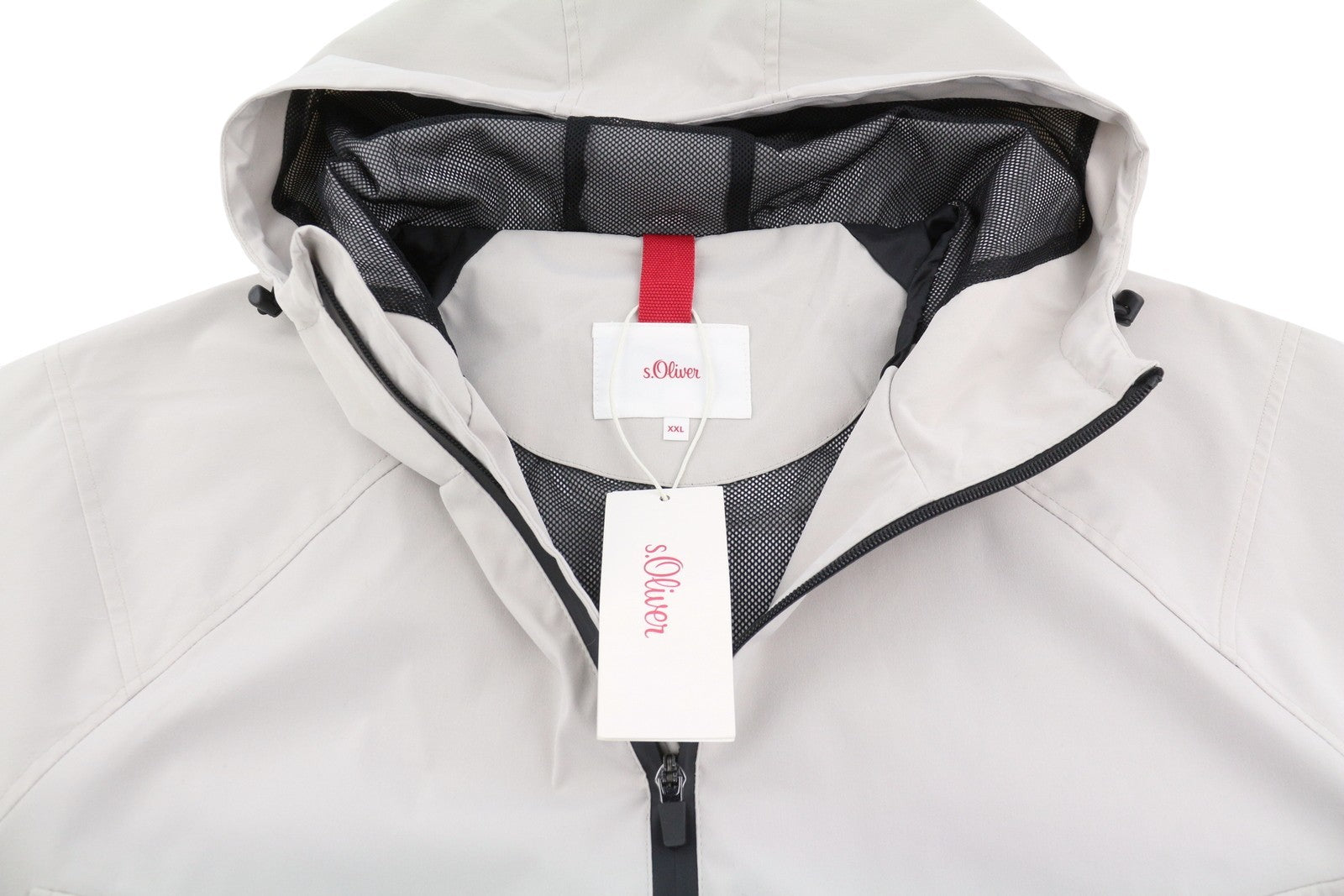 S.OLIVER Men Jacket 2XL Light Grey Mesh Lined Hooded Full Zip Light