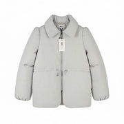 NA-KD Melange Padded Drawstring Women Jacket EU38 Grey Padded Full Zip