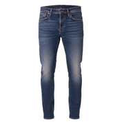 NUDIE JEANS Skinny Lin Navy Lightning Men Jeans W29/L34 Blue Whiskers Faded