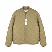WRANGLER Men Jacket S Beige Quilted Padded Full Zip Lined Bomber Style
