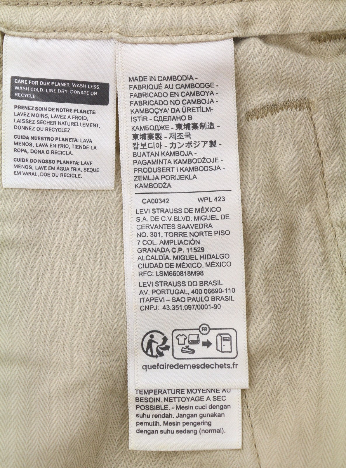 LEVI'S XX Chino Men Trousers W32/L30 Beige Standard Tapered Fit Zip Fly Big E