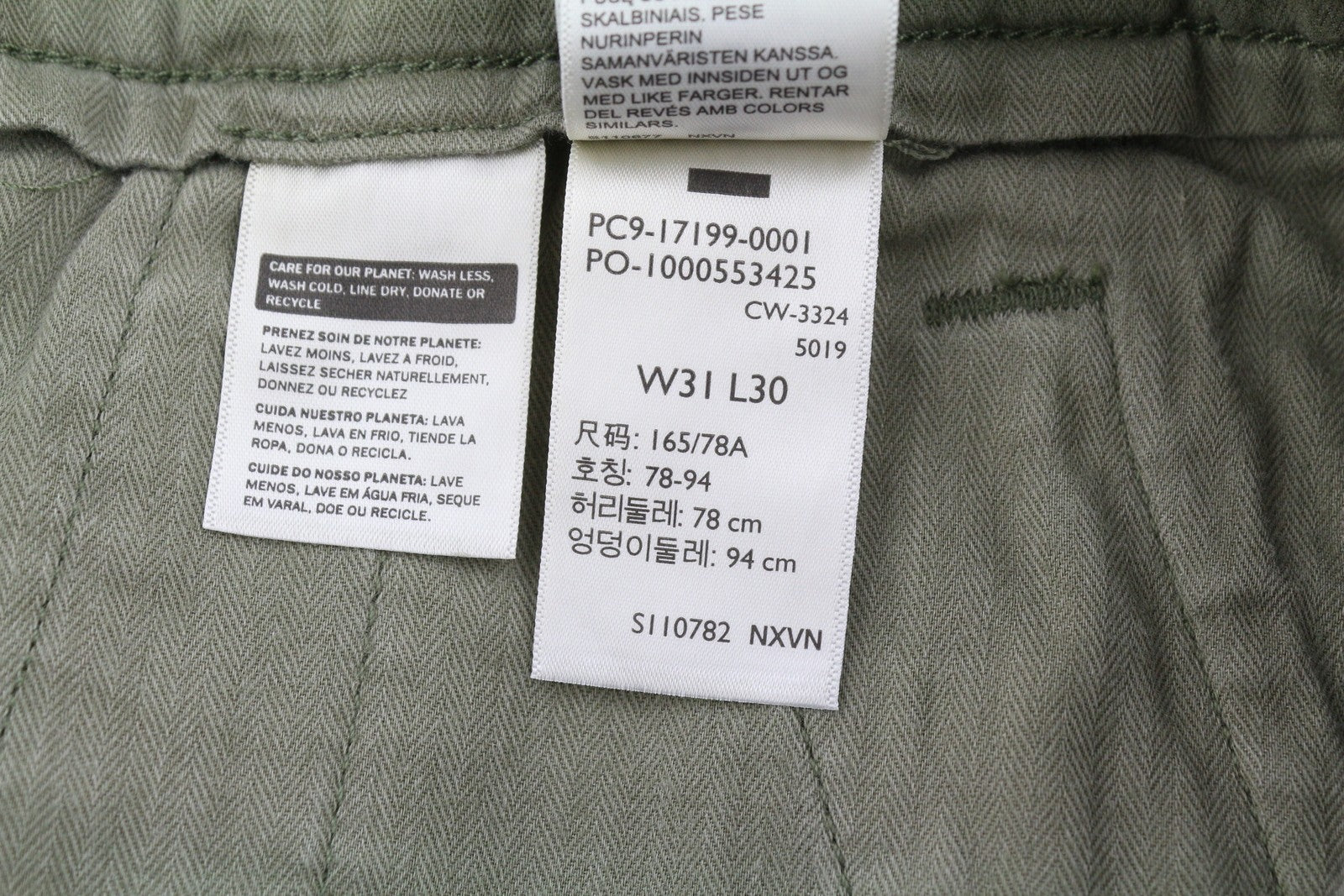 LEVI'S XX Chino Men Trousers W31/L30 Green Slim Tapered Stretch Big E