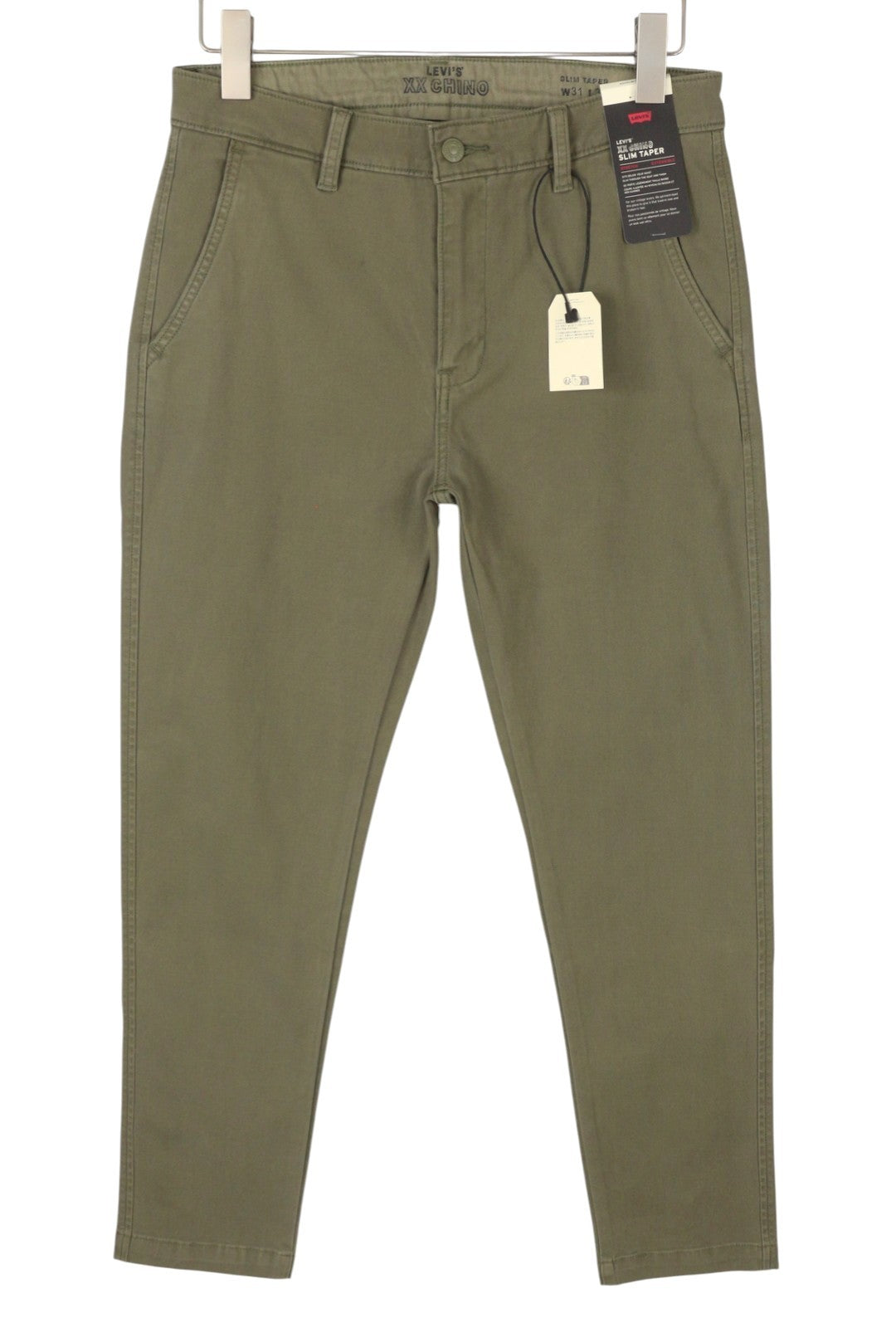 LEVI'S XX Chino Men Trousers W31/L30 Green Slim Tapered Stretch Big E