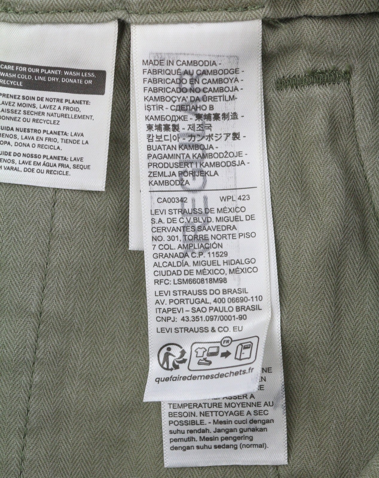 LEVI'S XX Chino Men Trousers W31/L30 Green Slim Tapered Stretch Big E