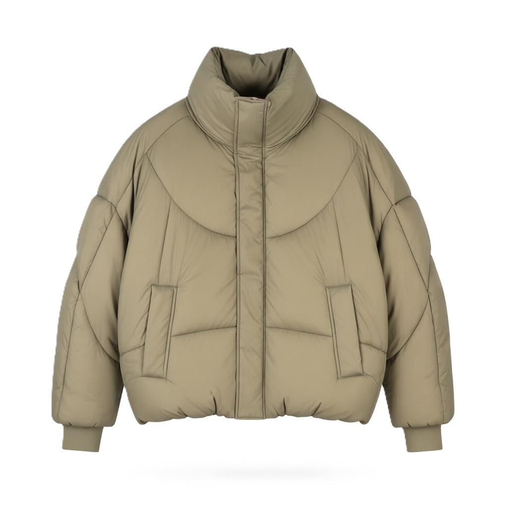 JJXX Saga Nylon Quilted Women Jacket L Brindle Oversized Hidden Hood
