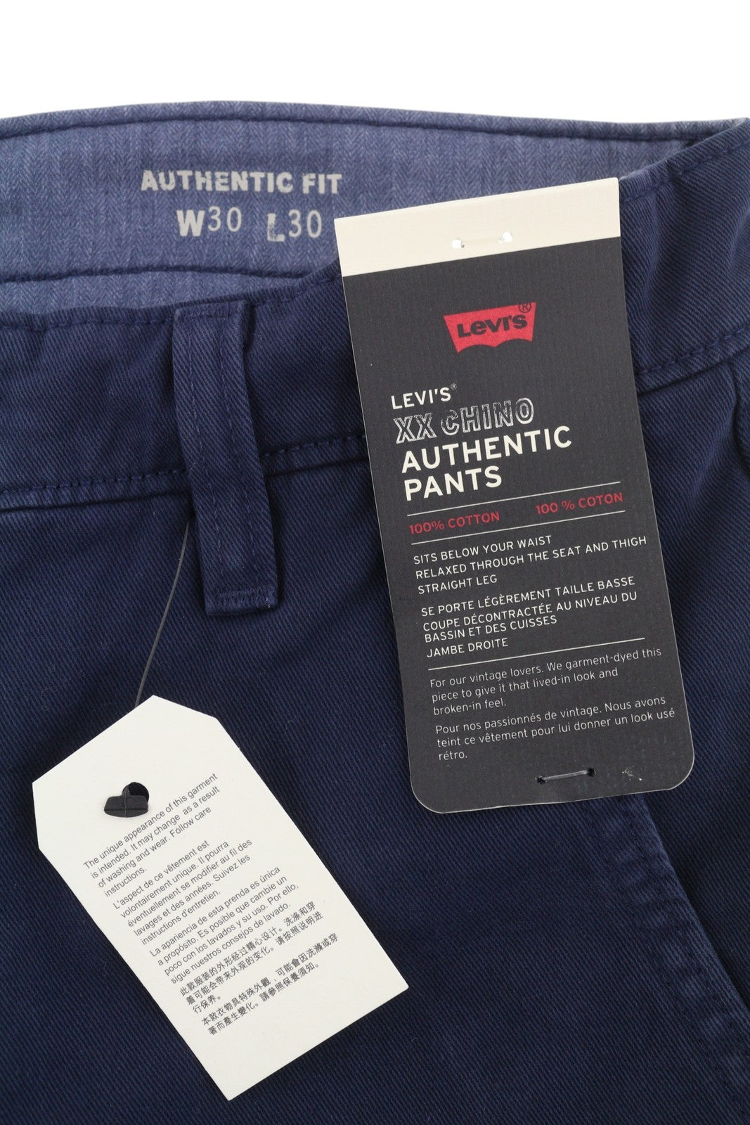 LEVI'S XX Chino Men Trousers W30/L30 Blue Authentic Fit Zip Fly Big E