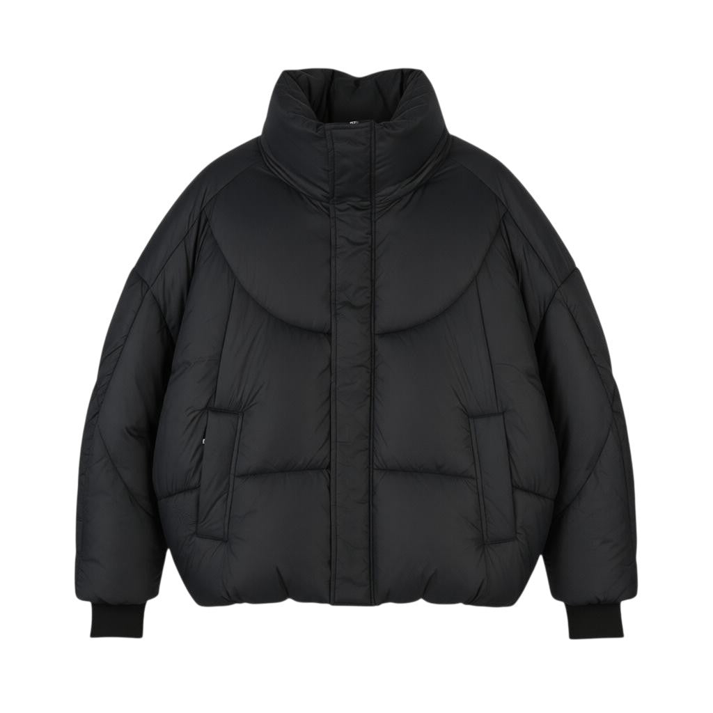 JJXX Saga Nylon Quilted Women Jacket XL Black Oversized Hidden Hood