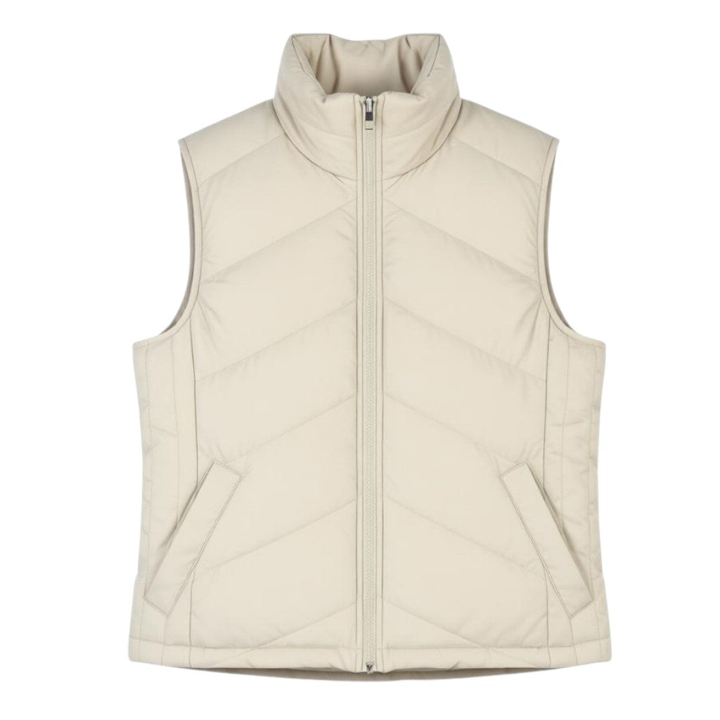 ONLY Nicole Quilt Women Waistcoat S Beige Padded High Neck Zip Vest
