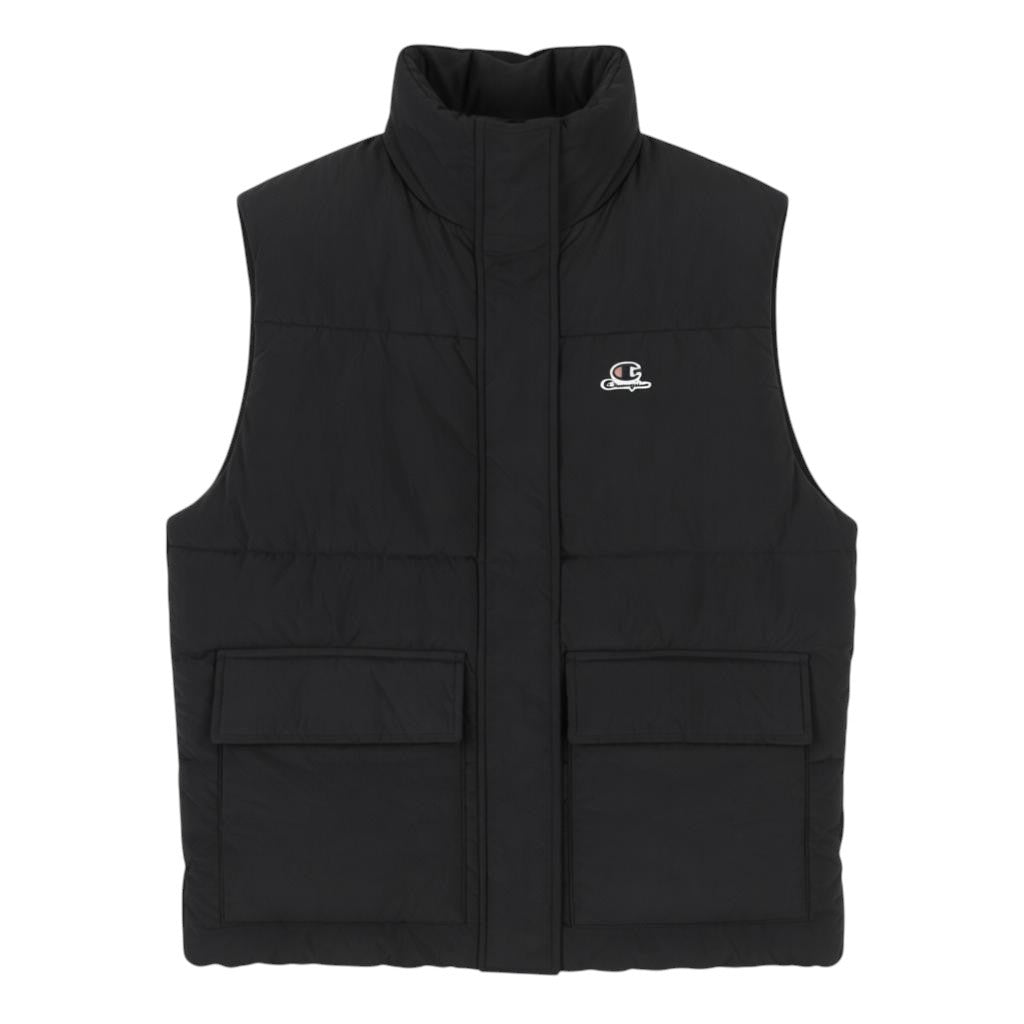 CHAMPION Women Waistcoat XS Black Tech Fill Quilted High Neck Zip