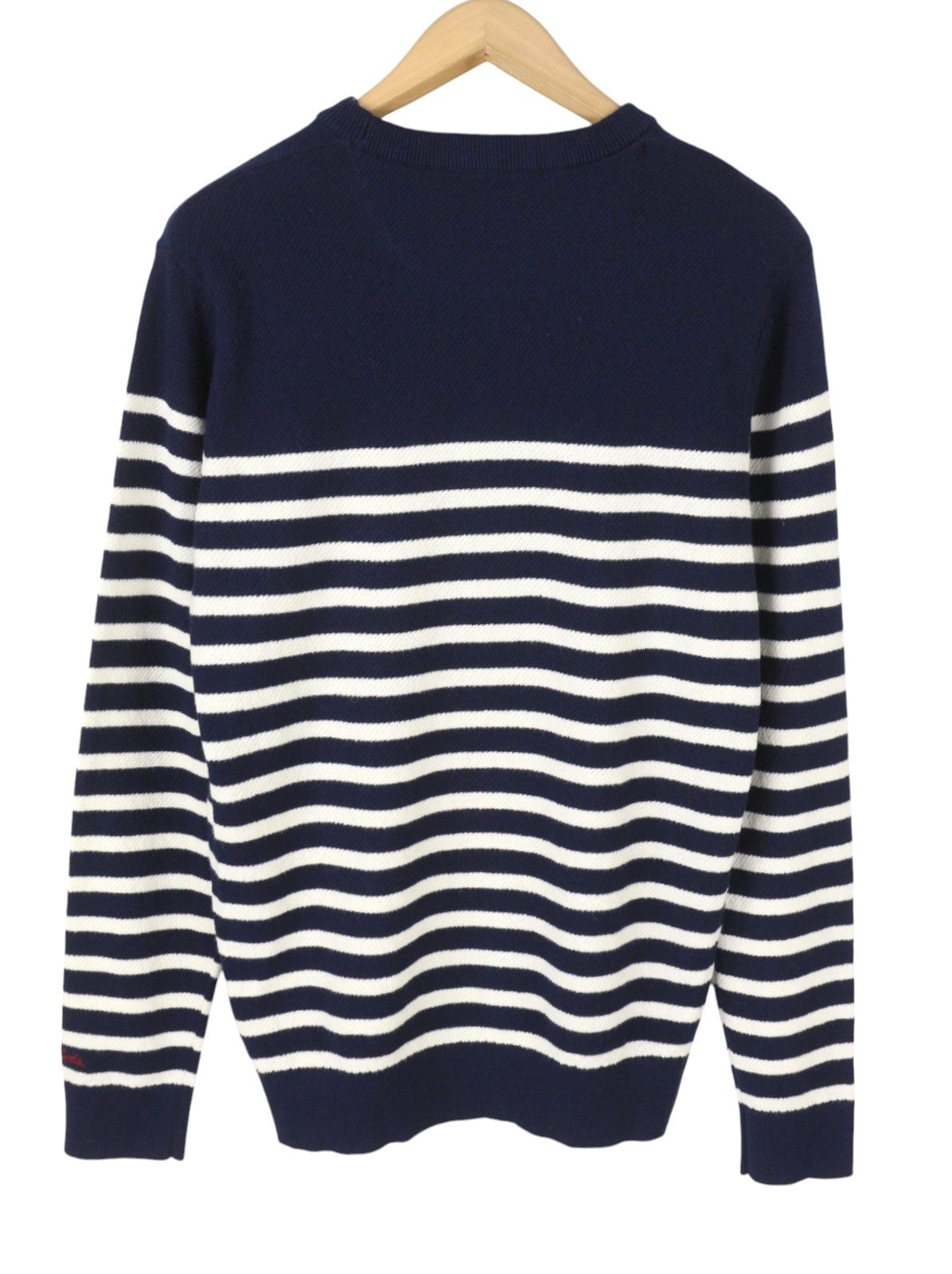 SCOTCH & SODA Men Jumper M Dark Blue Striped Wool Blend Tight Knit Pull On