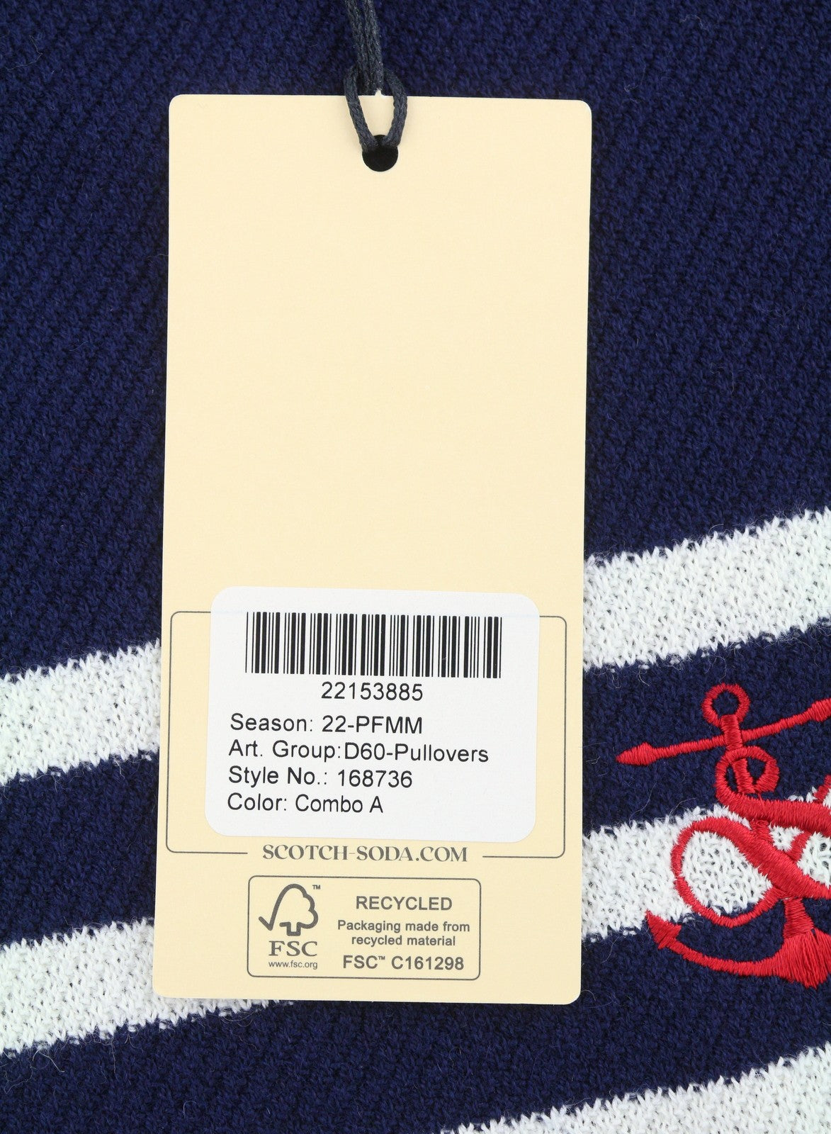 SCOTCH & SODA Men Jumper M Dark Blue Striped Wool Blend Tight Knit Pull On