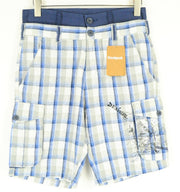 DESIGUAL Pant Paul Men Shorts 28 Linen Cotton Casual Checked Cargo Styled Print