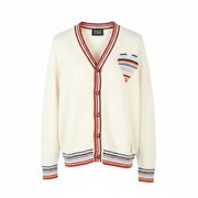 SCOTCH & SODA Men Jumper S Off White Linen Blend Knitted Patterned Cardigan