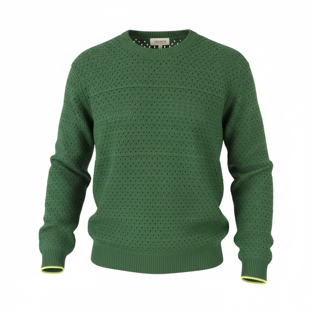 SCOTCH & SODA Men Jumper L Green Open Knit Crew Neck Long Sleeved Pull On
