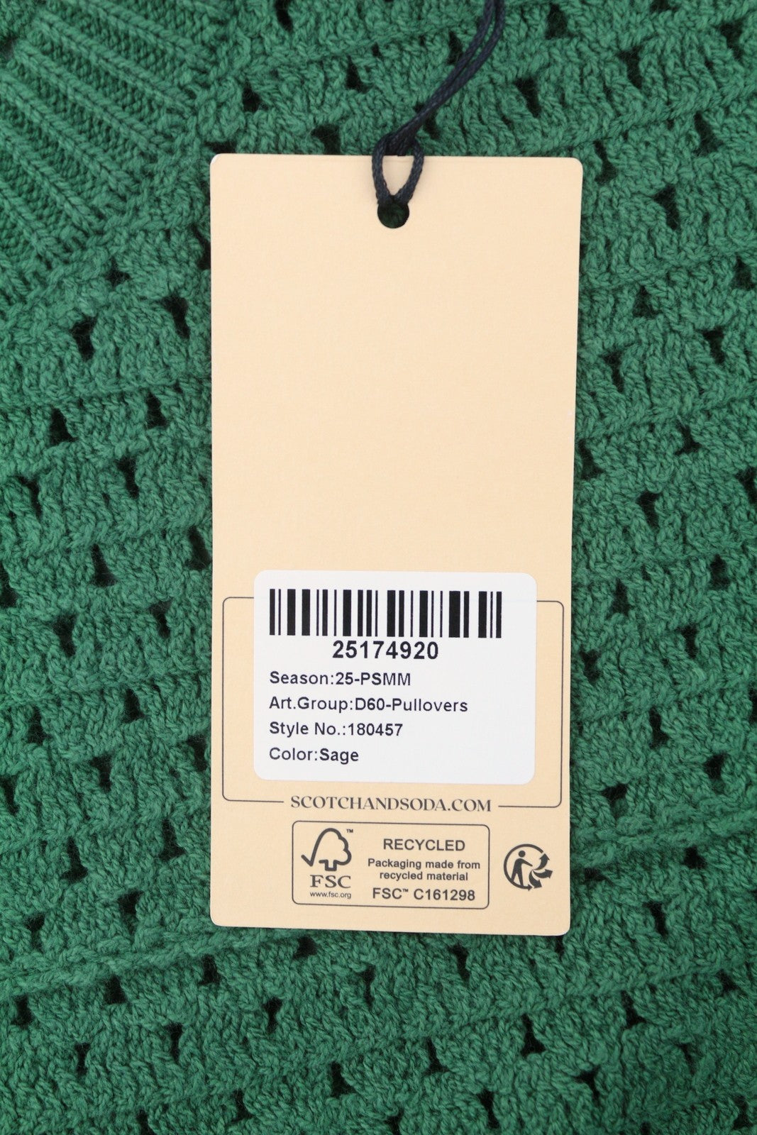 SCOTCH & SODA Men Jumper L Green Open Knit Crew Neck Long Sleeved Pull On
