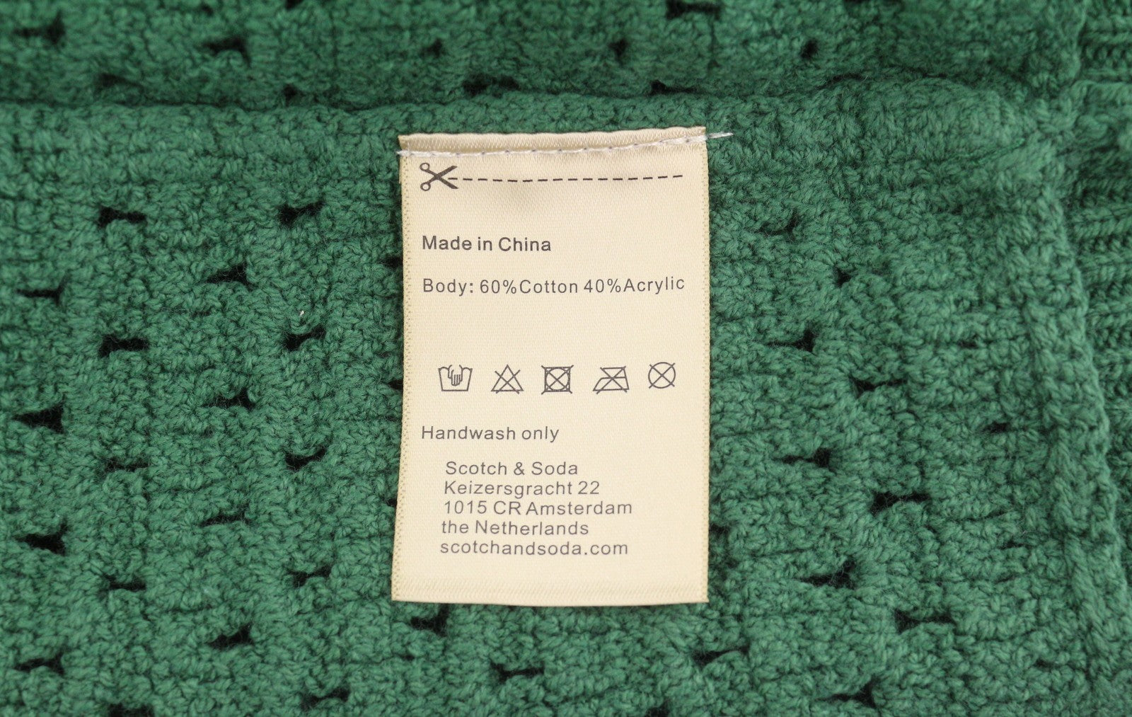 SCOTCH & SODA Men Jumper L Green Open Knit Crew Neck Long Sleeved Pull On