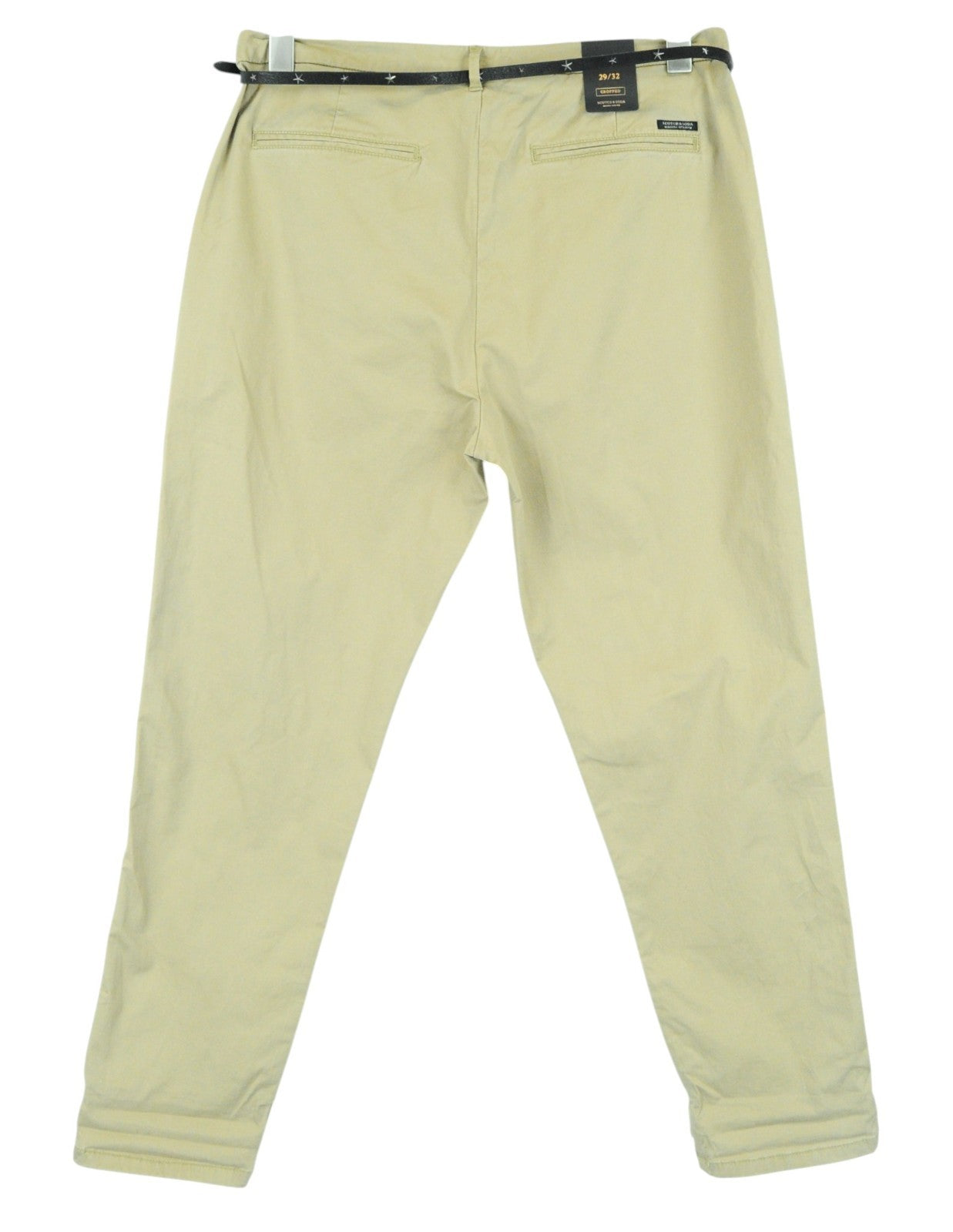 MAISON SCOTCH Women Trousers W30/L32 Light Brown Chino Cropped Cotton Stretch