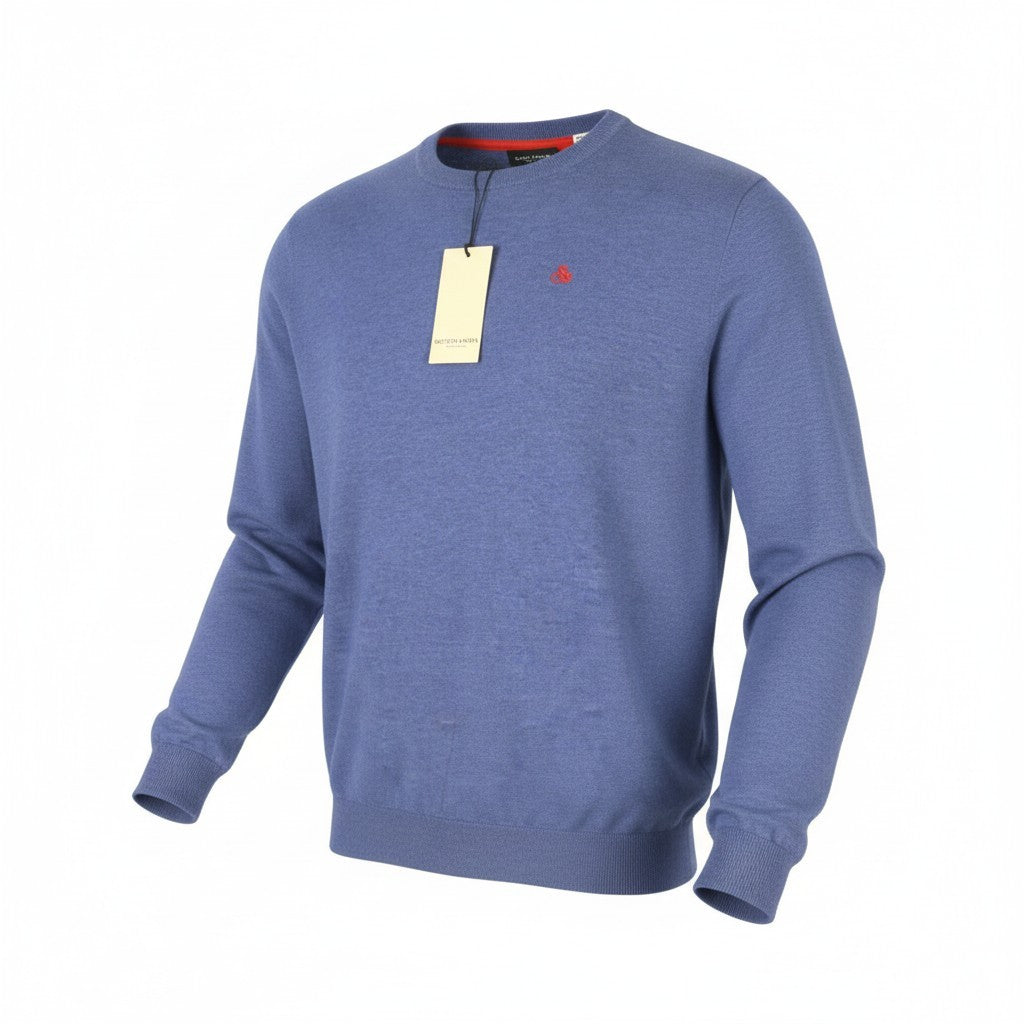 SCOTCH & SODA Men Jumper M Blue Melange Tight Knit Crew Neck Pull On