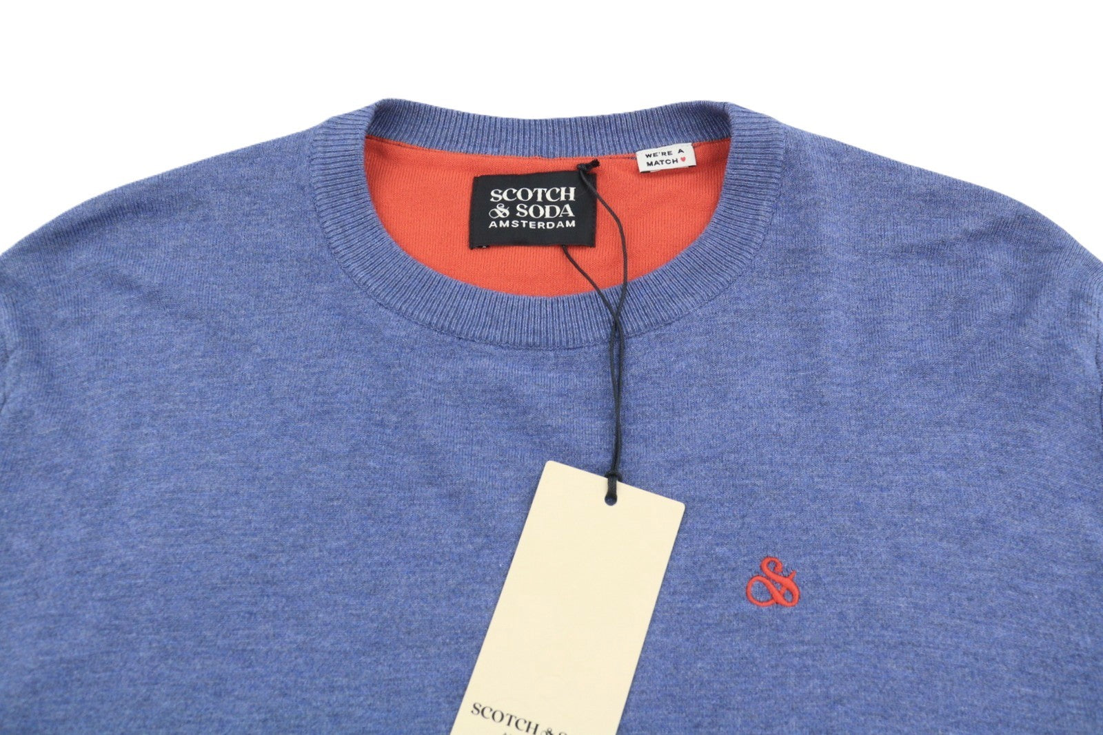 SCOTCH & SODA Men Jumper M Blue Melange Tight Knit Crew Neck Pull On