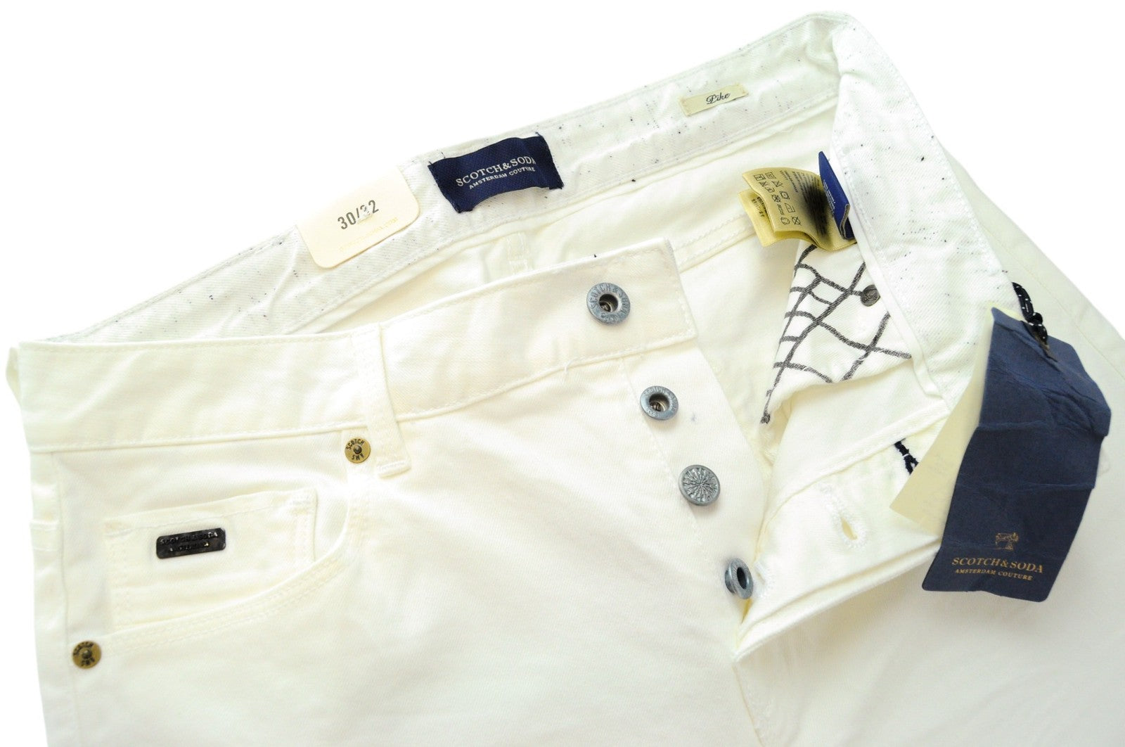 SCOTCH & SODA Pike Men Jeans W30/L32 Skinny Fit Cotton Stretch White 5-Pocket