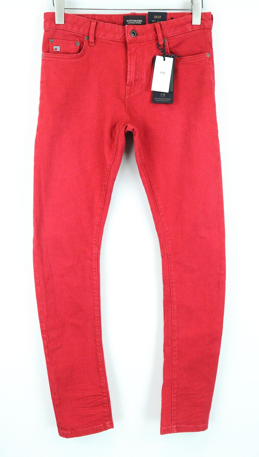SCOTCH & SODA Pike Men Jeans W28/L32 Skinny Fit Red Cotton Stretch Dyed