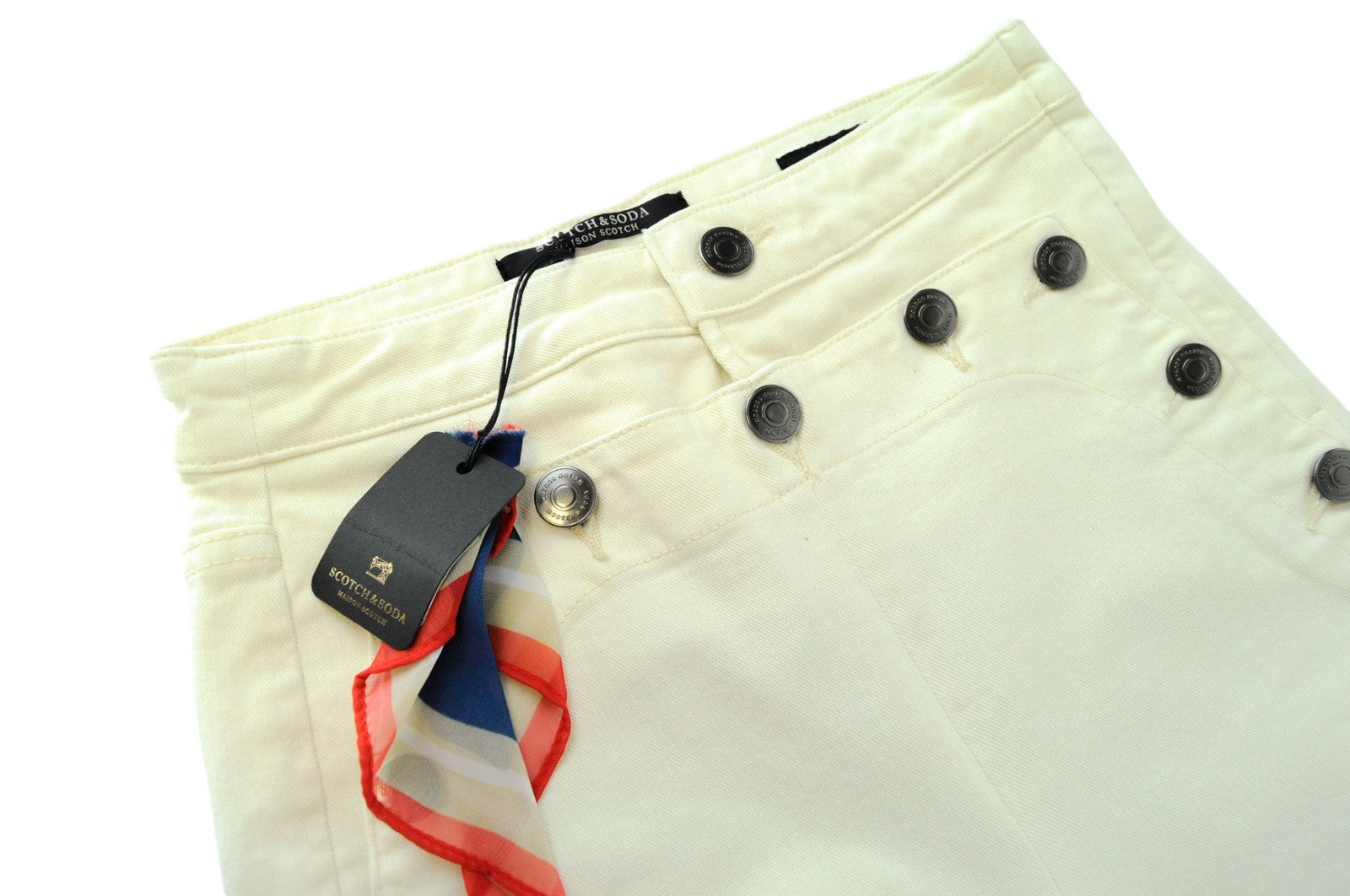 MAISON SCOTCH Jolie Vagabonde Women Jeans ~W25/L30 Slim Off-White Button-Front