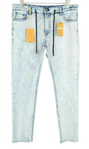 DESIGUAL Jogger Men Jeans UK16 Slim Cotton Blend Stretch Washed Light Blue