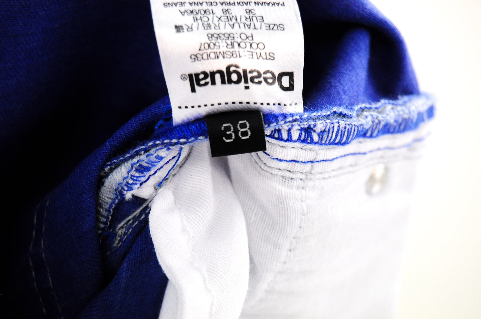 DESIGUAL Lucas Men Jeans UK20 Slim Fit Washed Light Blue Cotton Stretch