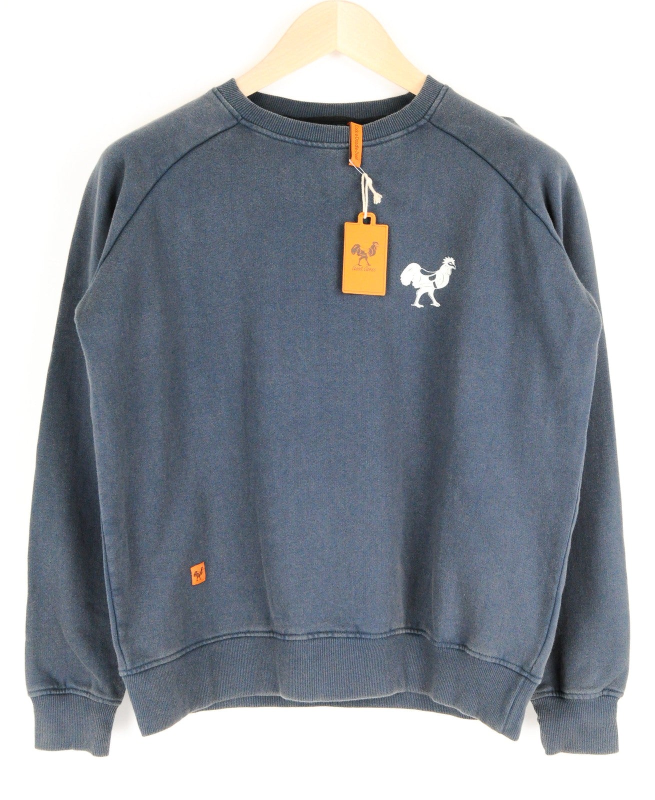 GOOD GENES Men Sweatshirt S Navy Pure Cotton Long Sleeved Casual Logo Pull On