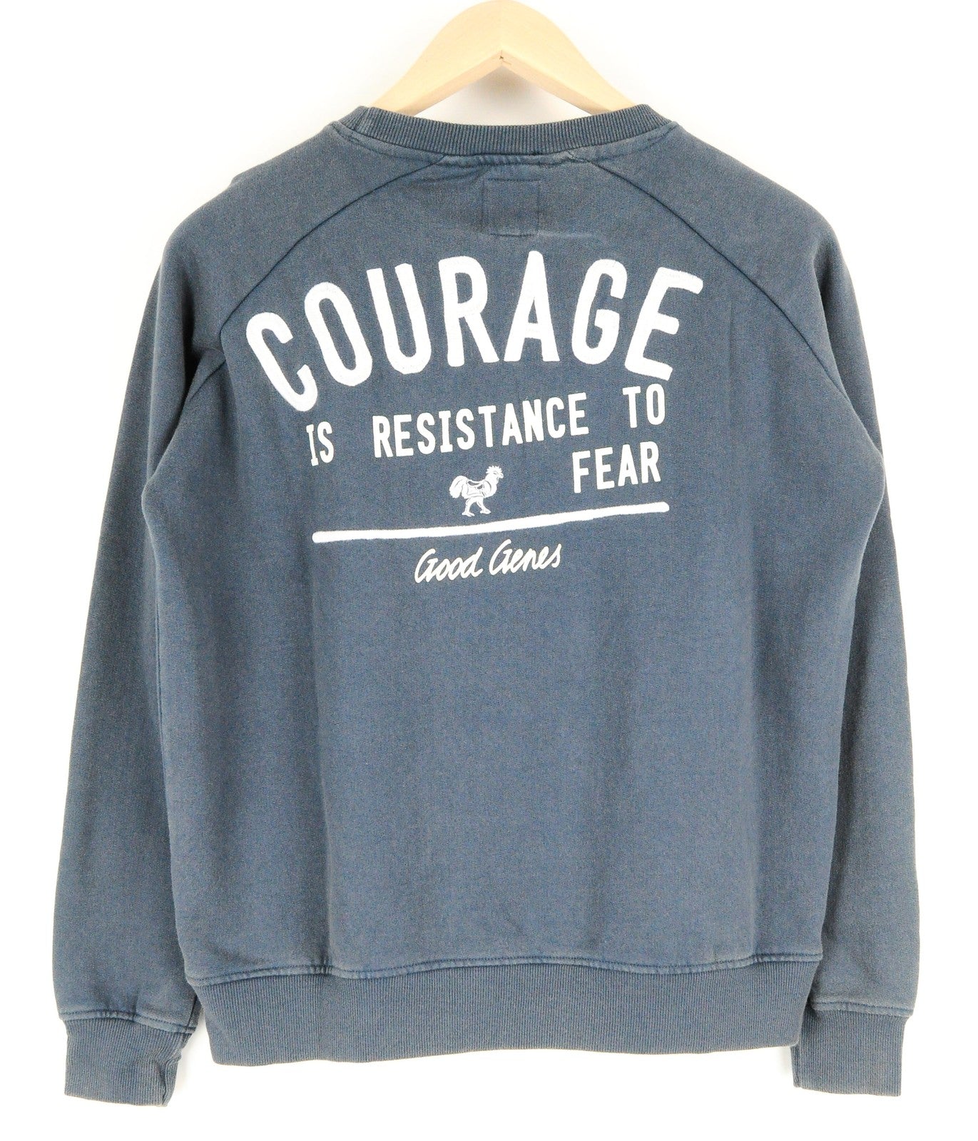 GOOD GENES Men Sweatshirt S Navy Pure Cotton Long Sleeved Casual Logo Pull On