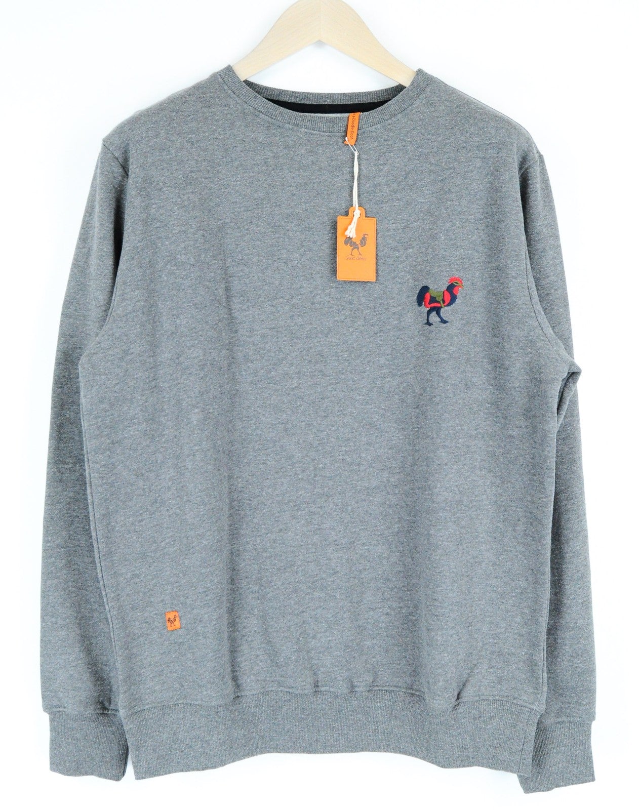 GOOD GENES Men Sweatshirt L Grey Cotton Blend Long Sleeved Logo Pull On
