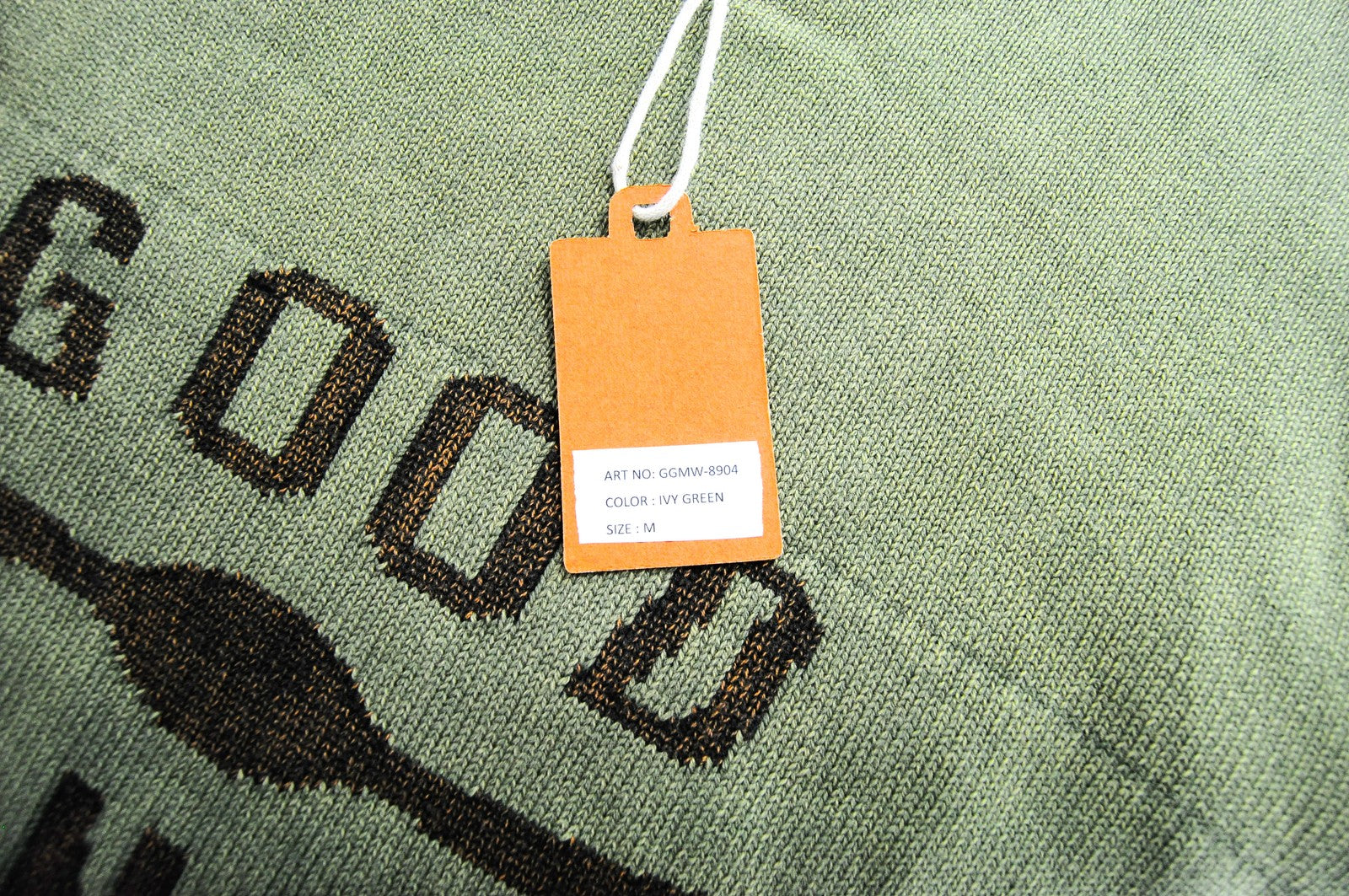 GOOD GENES Men Jumper M Green Pure Cotton Knitted Logo Long Sleeved Sweater