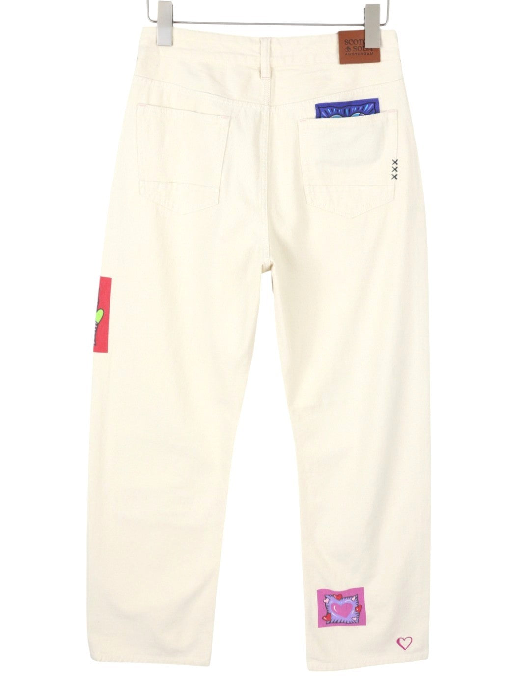 SCOTCH & SODA x Burton Morris Men Jeans W29/L30 Ecru Love Print Straight Unisex