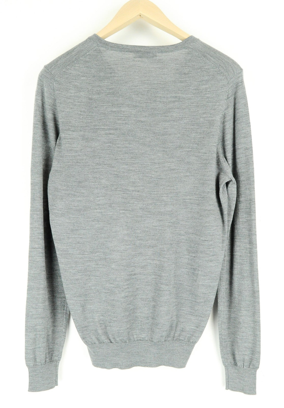 SUITSUPPLY Men Jumper S Long Sleeve Grey Merino Wool Knitted V-Neck Sweater