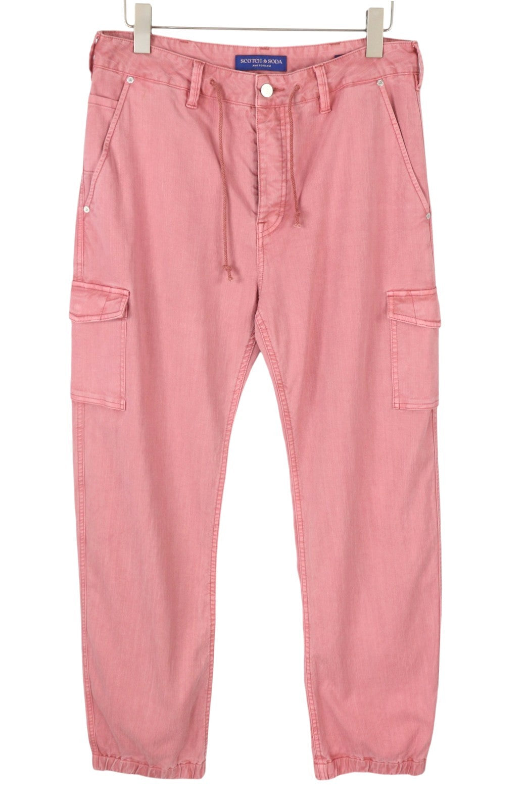 SCOTCH & SODA The Verge Men Trousers W32/L32 Pink Garment Dyed Buttoned Cargo