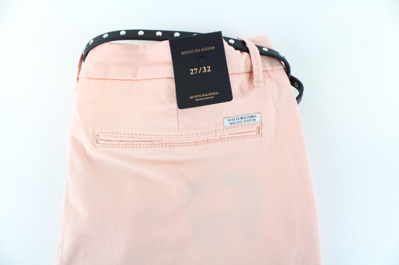 MAISON SCOTCH Women Trousers W27/L32 Belted Formal Light Pink Regular Chino