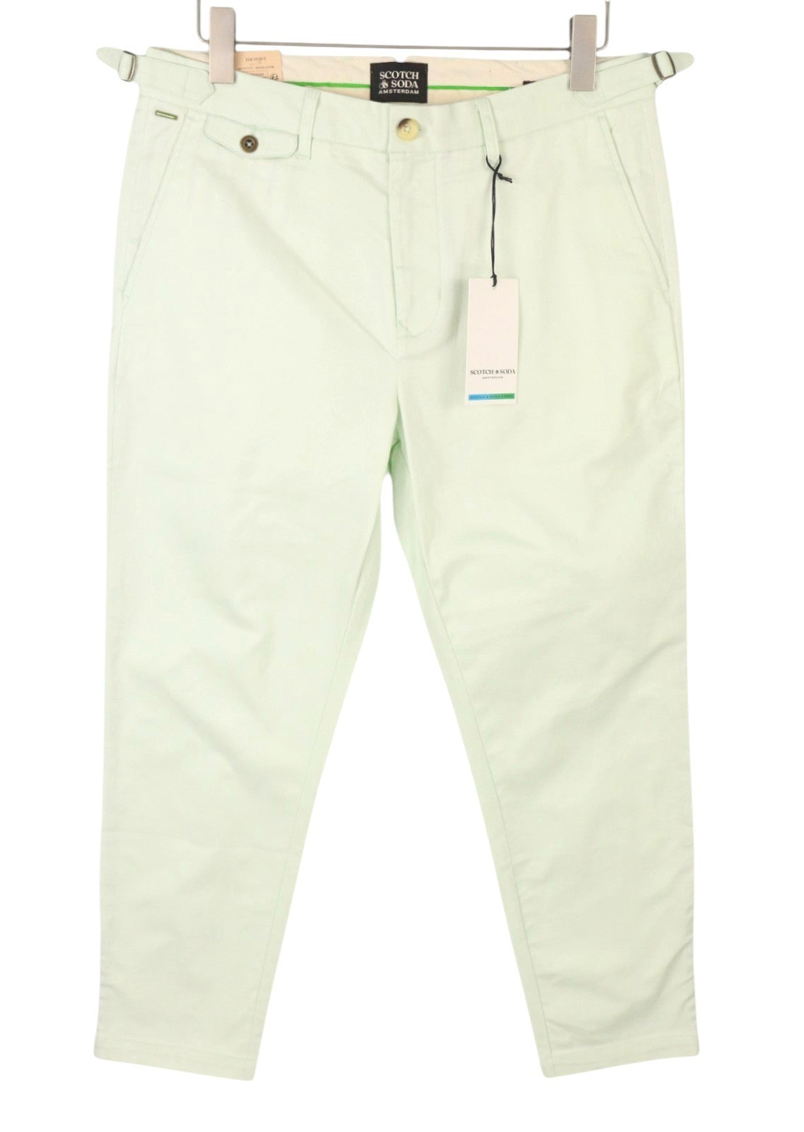 SCOTCH & SODA The Drift Men Trousers W32/L32 Green Regular Tapered Fit Organic