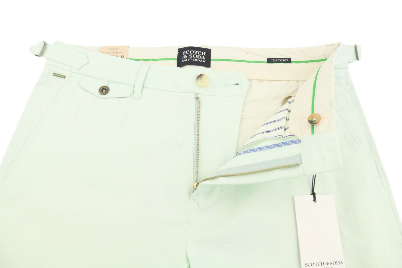 SCOTCH & SODA The Drift Men Trousers W32/L32 Green Regular Tapered Fit Organic