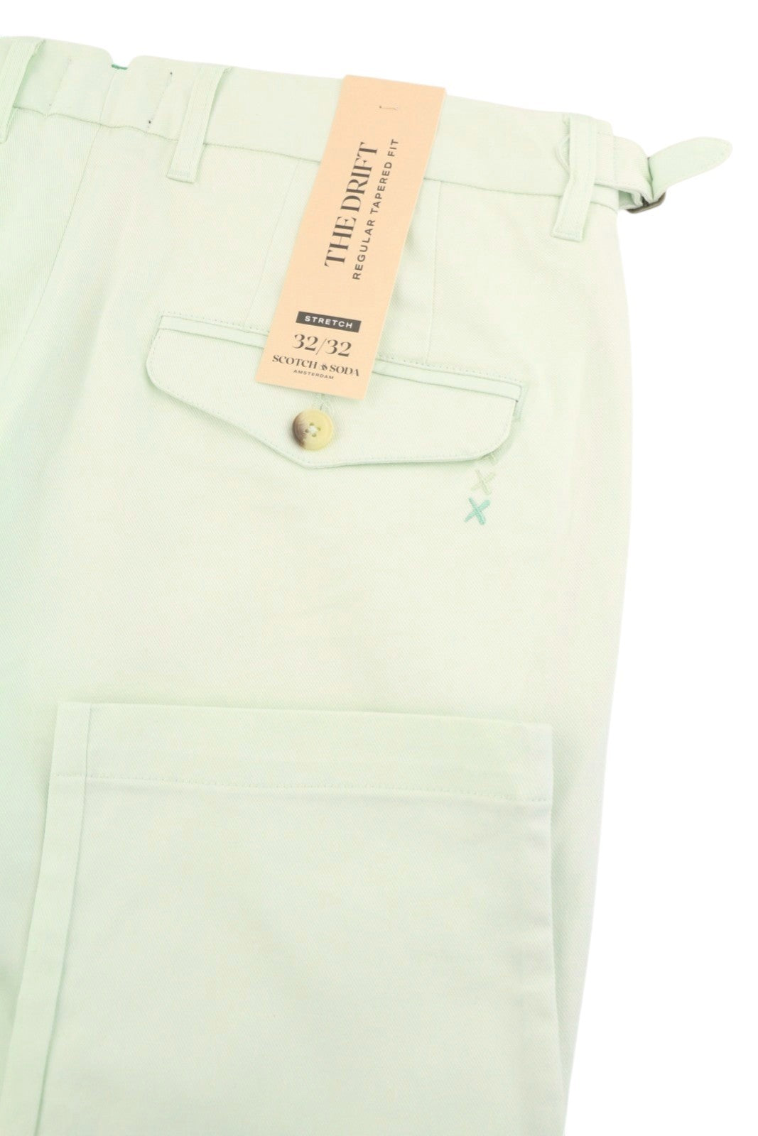 SCOTCH & SODA The Drift Men Trousers W32/L32 Green Regular Tapered Fit Organic