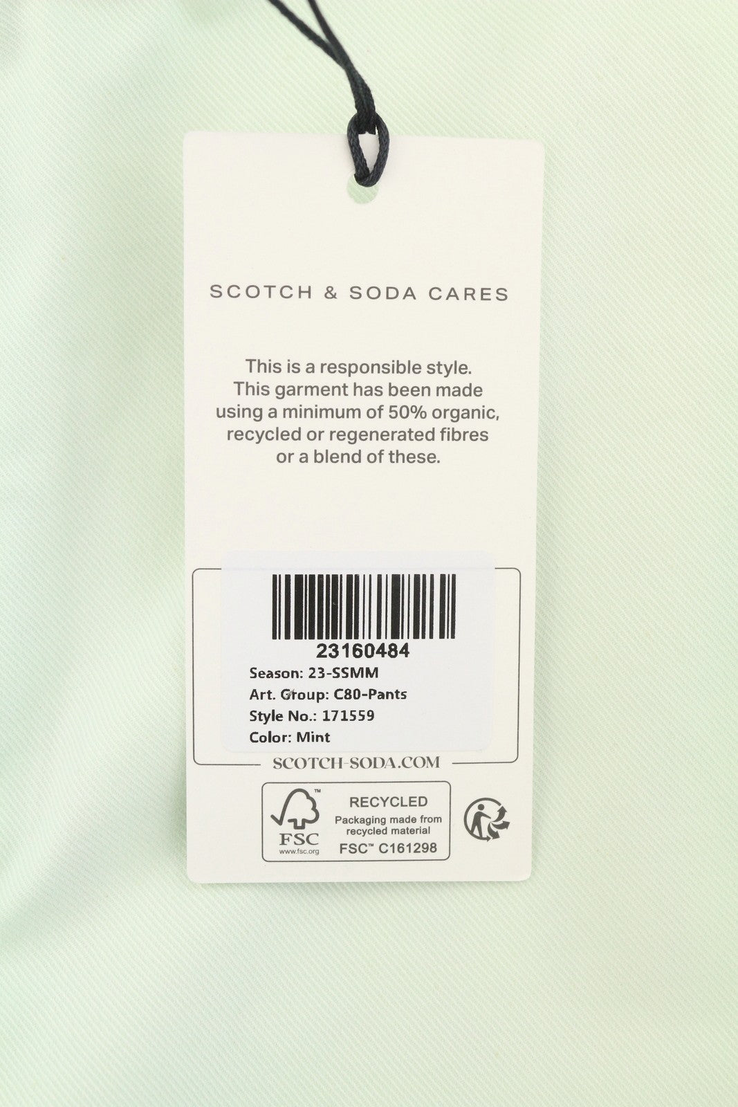 SCOTCH & SODA The Drift Men Trousers W32/L32 Green Regular Tapered Fit Organic