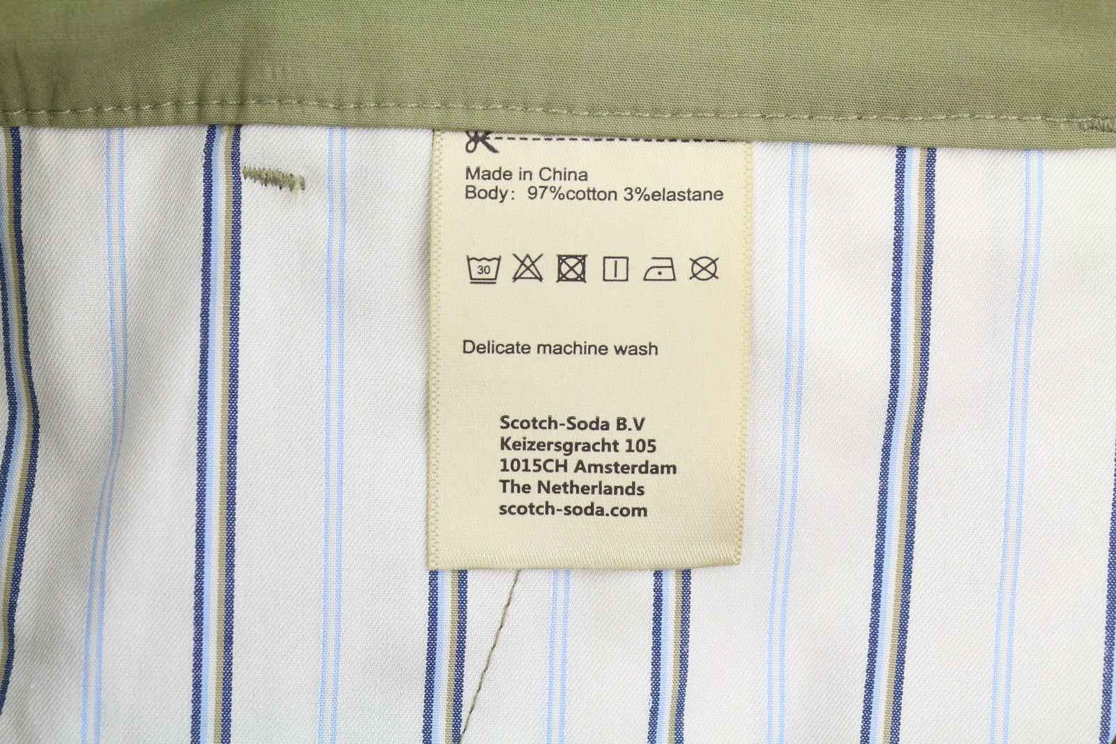 SCOTCH & SODA Men Trousers W32/L32 Khaki Green Wide Fit Stretch Pleated