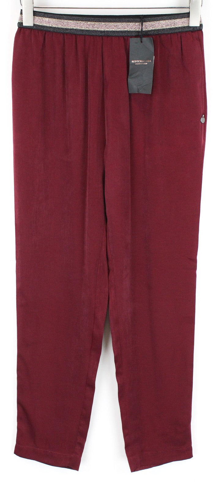 MAISON SCOTCH Women Trousers XS Red Pull On Lightweight Slit Pockets Casual