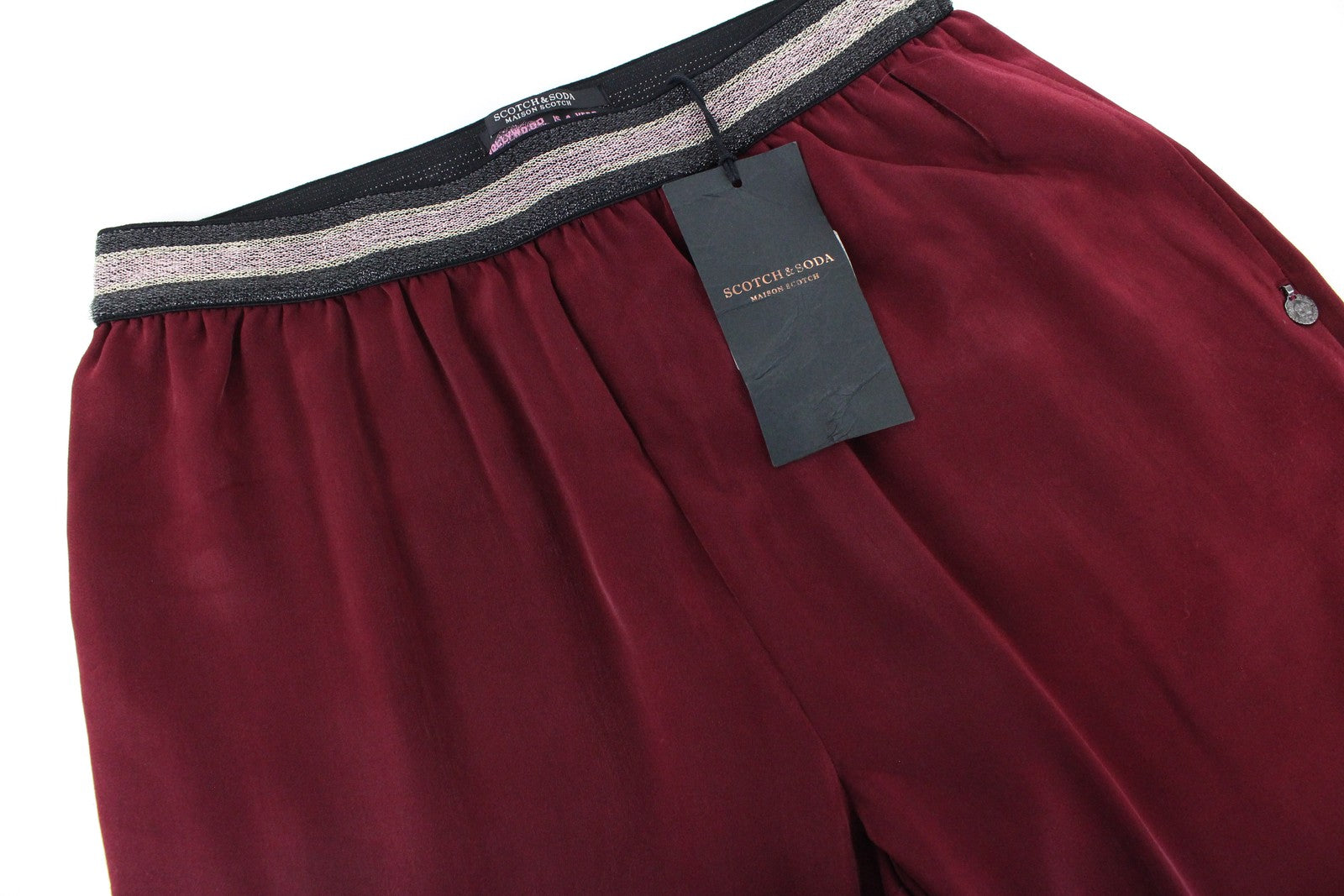 MAISON SCOTCH Women Trousers XS Red Pull On Lightweight Slit Pockets Casual