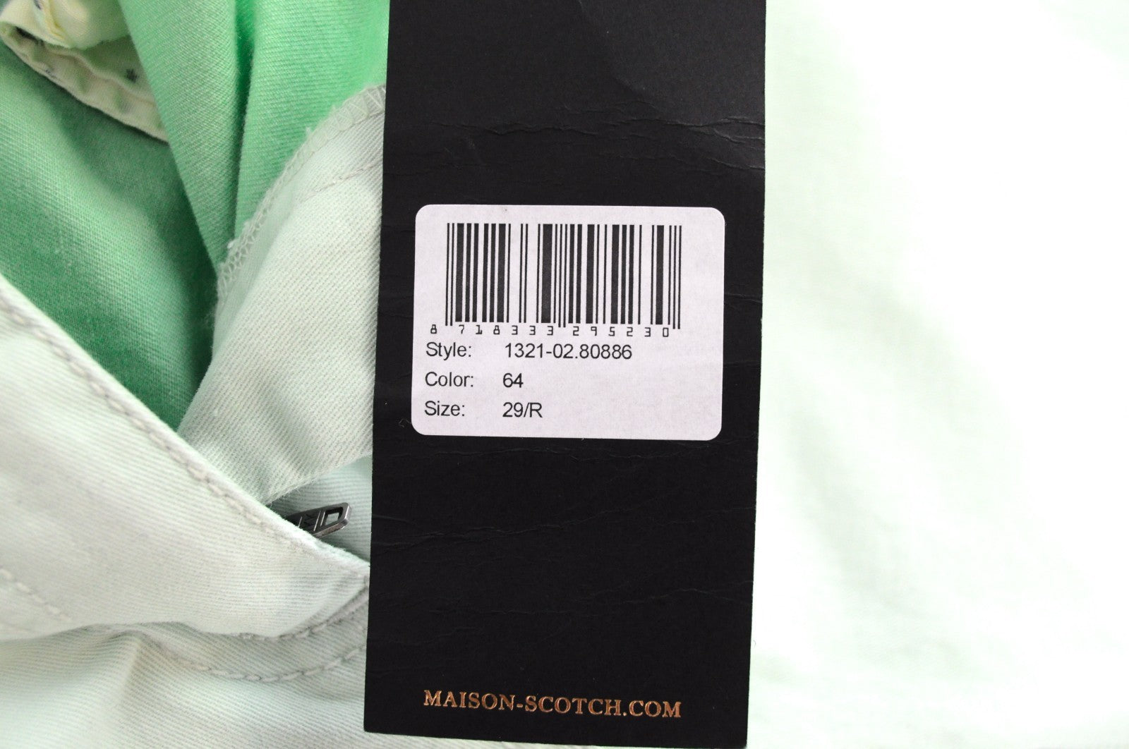 MAISON SCOTCH Women Trousers W29 Pastel Mint Green Slim Fit Cotton Stretch