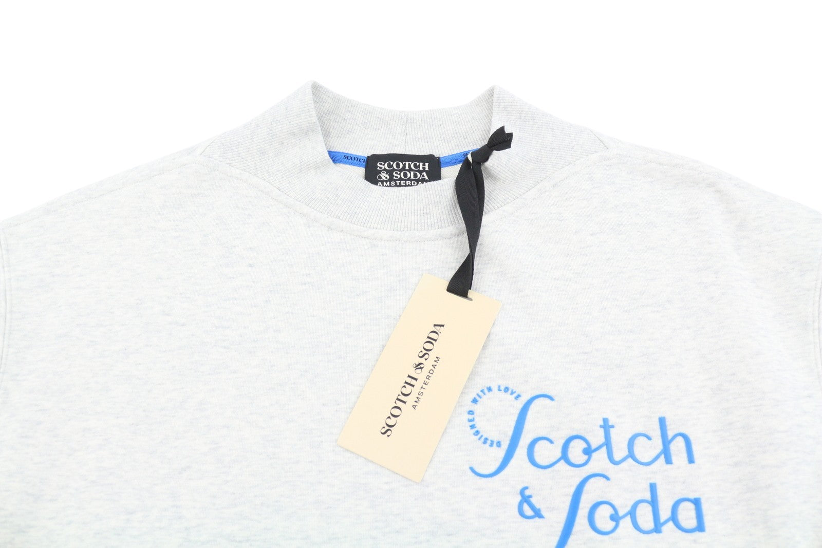 SCOTCH & SODA Men Sweatshirt M Grey Melange Crew Neck Long Sleeve Pull On