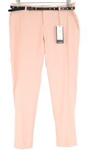 MAISON SCOTCH Women Trousers M Pleated Pink Belted Stretch Formal Classic