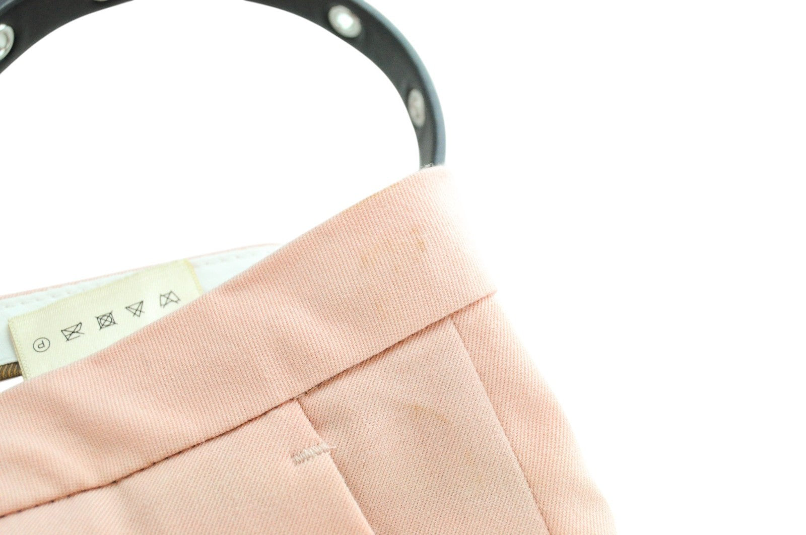 MAISON SCOTCH Women Trousers M Pleated Pink Belted Stretch Formal Classic