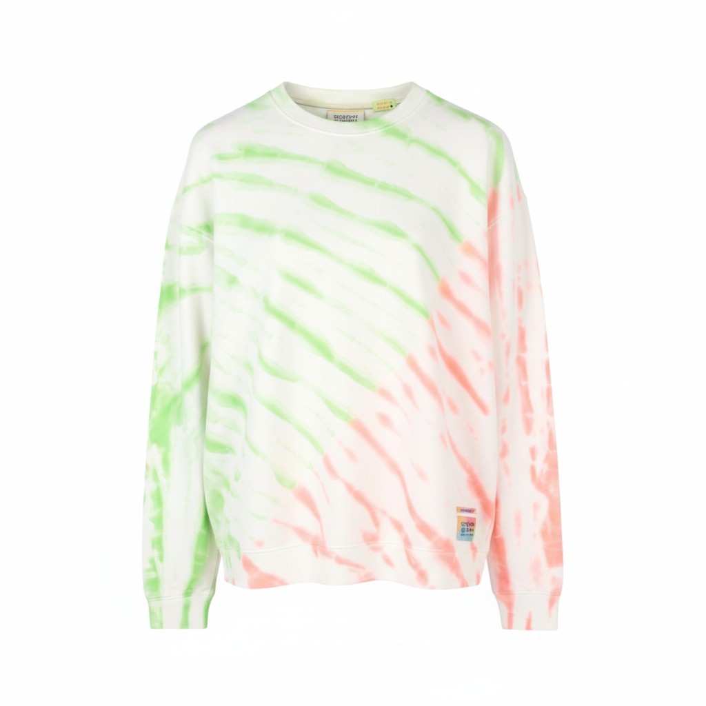 SCOTCH & SODA Men Sweatshirt L White Patterned Crew Neck Long Sleeve Pull On